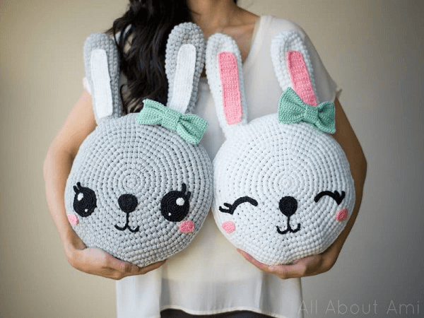 Snuggle Bunny Pillows Crochet Pattern by All About Ami