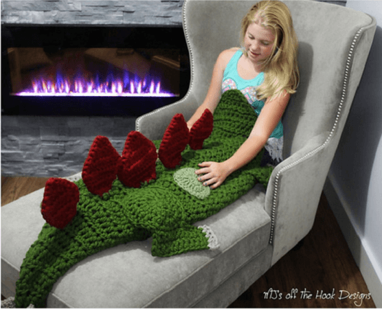 Stegosaurus Dinosaur Blanket Crochet Pattern by MJs Off The Hook Designs