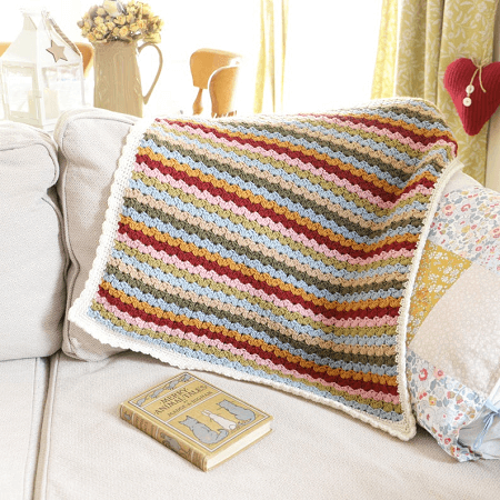Striped Lap Blanket Crochet Pattern by Little Doolally