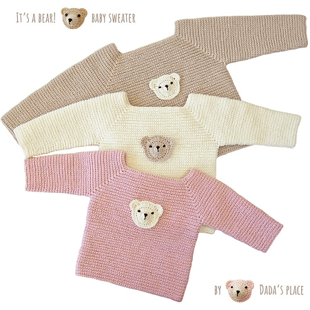 Teddy Bear Crochet Baby Sweater Pattern by Dada's Place