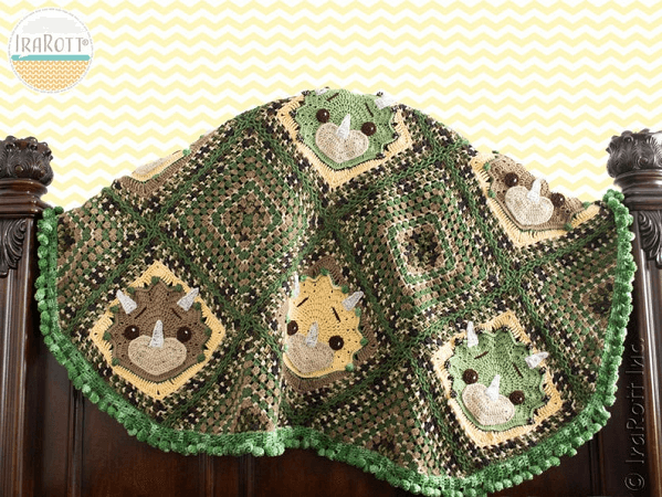 Tops, The Triceratops Dinosaur Blanket Crochet Pattern by Ira Rott Patterns