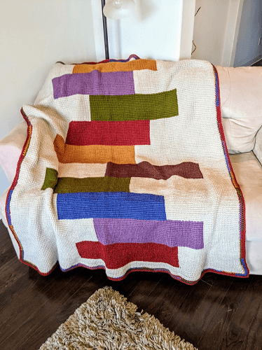 Tunisian Crochet Lap Blanket Pattern by Little Monkey Shop