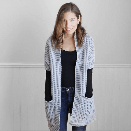 Watson Waffle Crochet Cardigan Pattern by Lakeside Loops