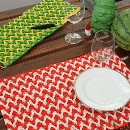 Bright Chevron Crochet Placemat Pattern by Moogly