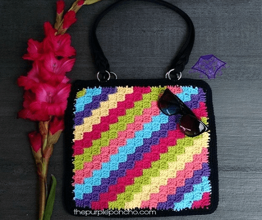 C2C Crochet Tote Bag Pattern by The Purple Poncho
