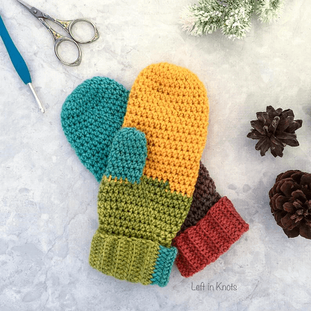 Chroma Mittens Crochet Pattern by Left In Knots