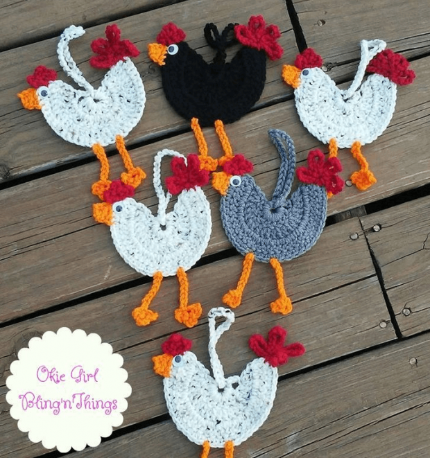 Crochet Chicken Ornaments Pattern by Okie Girl Bling N Things