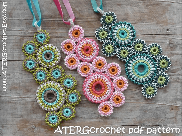 Crochet Circles Of Life Necklace Pattern by Aterg Crochet