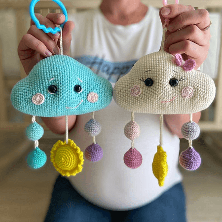 Crochet Cloud Baby Rattle Pattern by Toys By Ustyushka