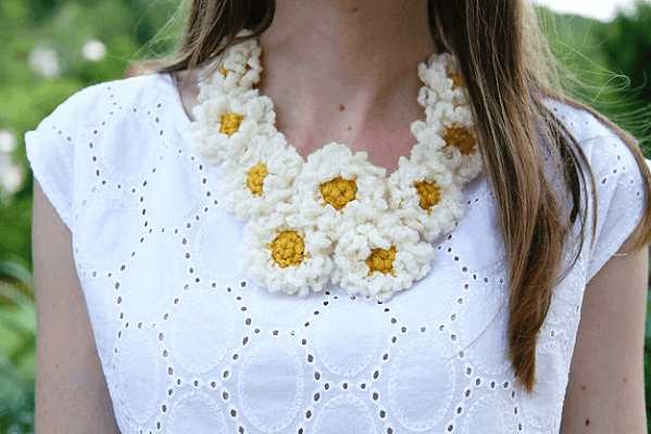 Crochet Daisy Chain Necklace Pattern by Caught On A Whim