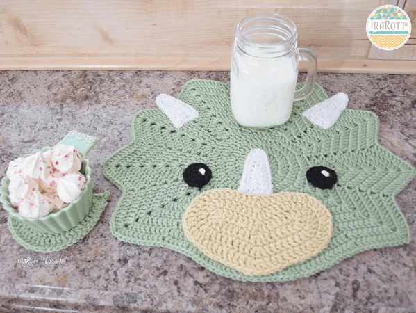 Crochet Dinosaur Placemat Pattern by Ira Rott Patterns