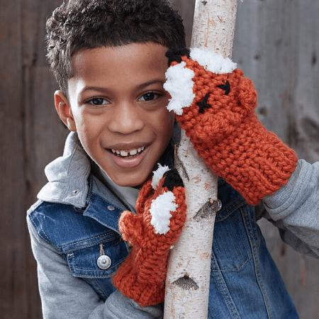 Crochet Fox Mittens Pattern by Yarnspirations