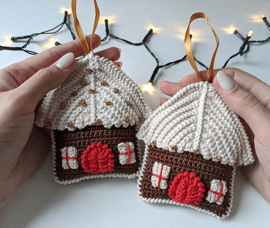 Crochet Gingerbread House Amigurumi Pattern by Knitted Story Bears