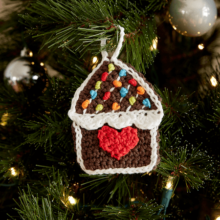 Crochet Gingerbread House Ornament Pattern by Yarnspirations