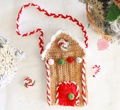 Crochet Gingerbread House Purse Pattern by E'Claire Makery