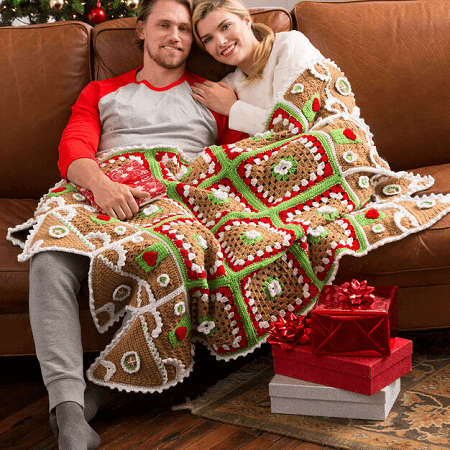 Crochet Gingerbread House Throw Pattern by Red Heart