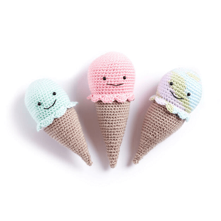 Ice Cream Cone Free Crochet Rattle Pattern by Yarnspirations