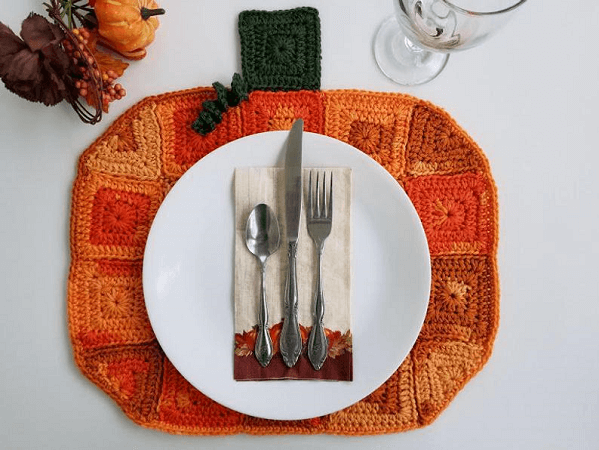 Crochet Pumpkin Placemat Pattern by Highland Hickory Designs