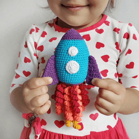 Crochet Rocket Baby Rattle Pattern by Mila Toys Patterns