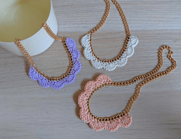 Crochet Scallop Necklace Pattern by The Hook Nook Life