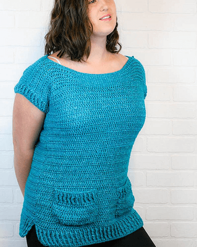 Crochet Shirt With Pockets Pattern by Winding Road Crochet