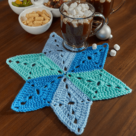Crochet Star Table Mat Pattern by Red Heart
