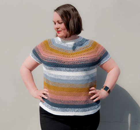 Crochet Top Down Summer Shirt Pattern by Joy Of Motion Crochet