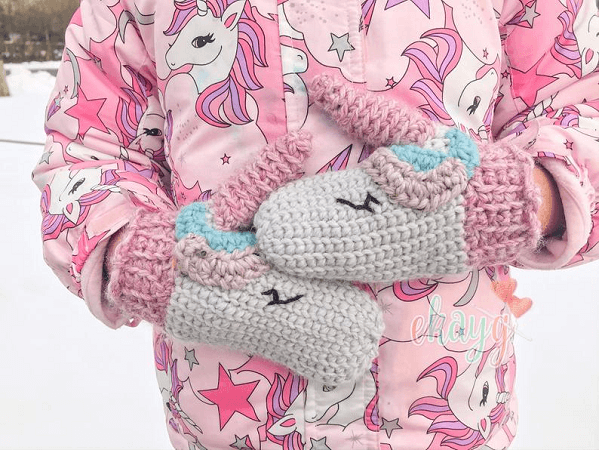 Unicorn Crochet Mitten Pattern by Ekay G