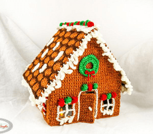 Gingerbread House Free Crochet Pattern by Nicki's Homemade Crafts