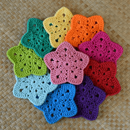 Granny Star Coaster Crochet Pattern by Island Style Crochet