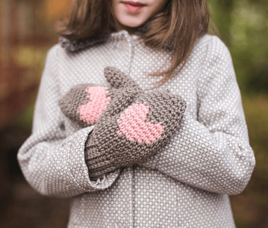 Heart Mittens Crochet Pattern by Teal And Finch