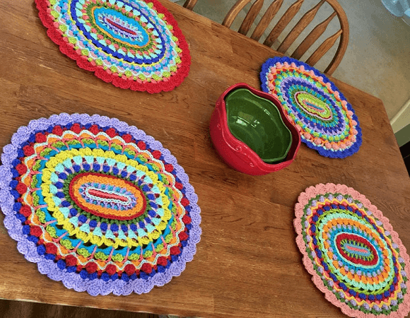 Karmic Mandala Crochet Placemats Round Pattern by Part Pixy Patterns