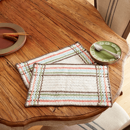 Mad For Plaid Crochet Placemat Pattern by Yarnspirations