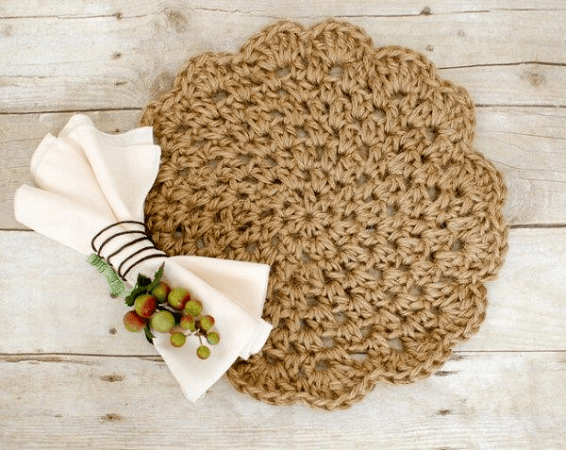 Rustic Jute Free Crochet Placemats Round Pattern by Petals To Picots