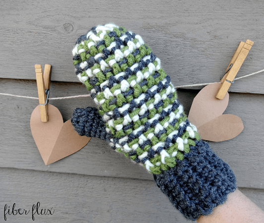 Sleigh Ride Free Crochet Mitten Pattern by Fiber Flux