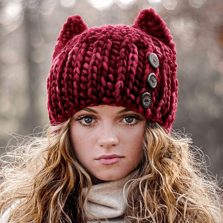 Super Bulky Crochet Cat Hat Pattern by Two Girls Patterns