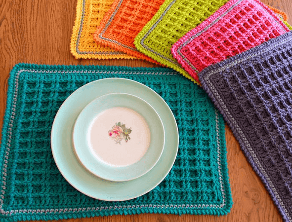 Waffle Stitch Crochet Placemat Pattern by Yarn Godess