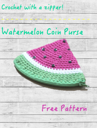 Crochet Watermelon Coin Purse Free Pattern by Repeat Crafter Me