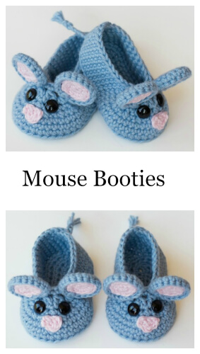 Mouse Crochet Baby Booties Pattern by Hopeful Honey