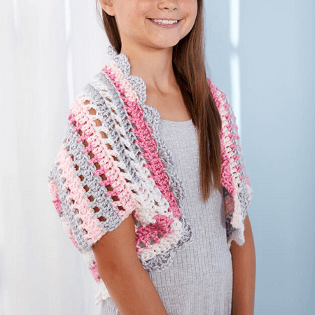 Adorable Girl's Shrug Crochet Pattern by Red Heart