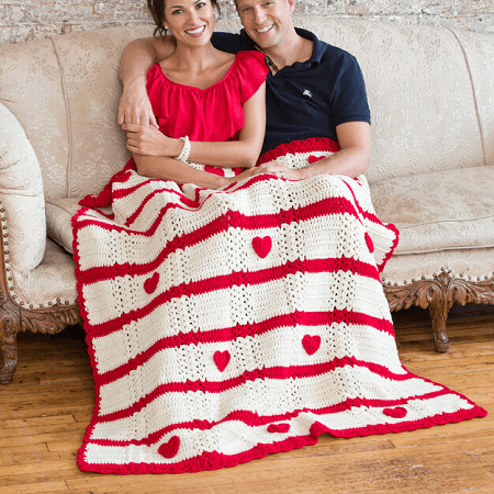 Be My Valentine Crochet Throw Pattern by Red Heart