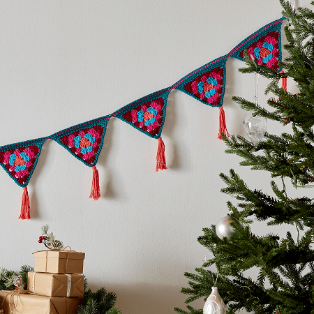 Colorful Crochet Bunting Pattern by Yarnspirations