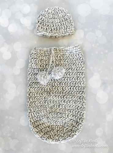 Crochet Baby Cocoon And Hat Set Pattern by Left In Knots