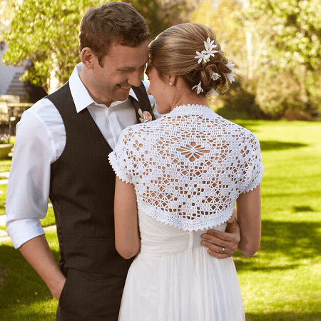 Crochet Bridal Shrug Pattern by Yarnspirations