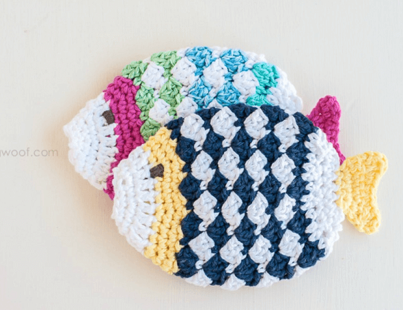 Crochet Fish Scrubbie Pattern by 1 Dog Woof