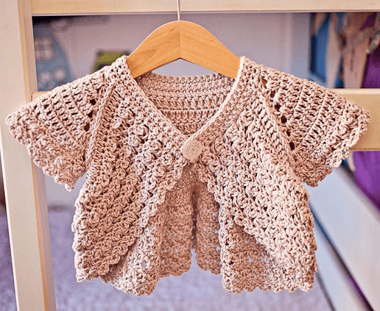 Crochet Flutter Sleeve Shrug Pattern by Mon Petit Violon