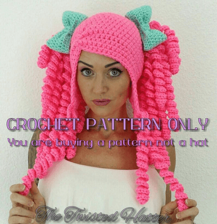 Crochet Hat With Hair Pattern by The Twisted Hatter