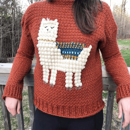 Crochet Llama Sweater Pattern by EClaire Makery