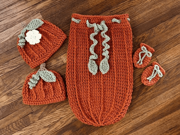 Crochet Pumpkin Baby Cocoon Set Pattern by DAC Crochet