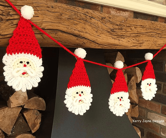 Crochet Santa Bunting Pattern by Kerry Jayne Designs